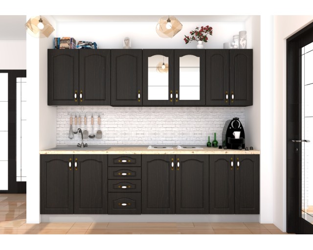 Bucatarie Zebra 2.6 metri MDF wenge frezare mustata